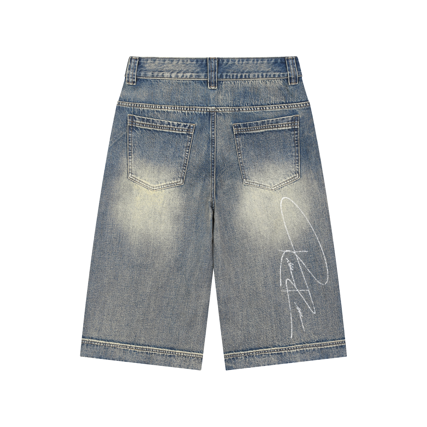 WASHED BAGGY DENIM SHORTS